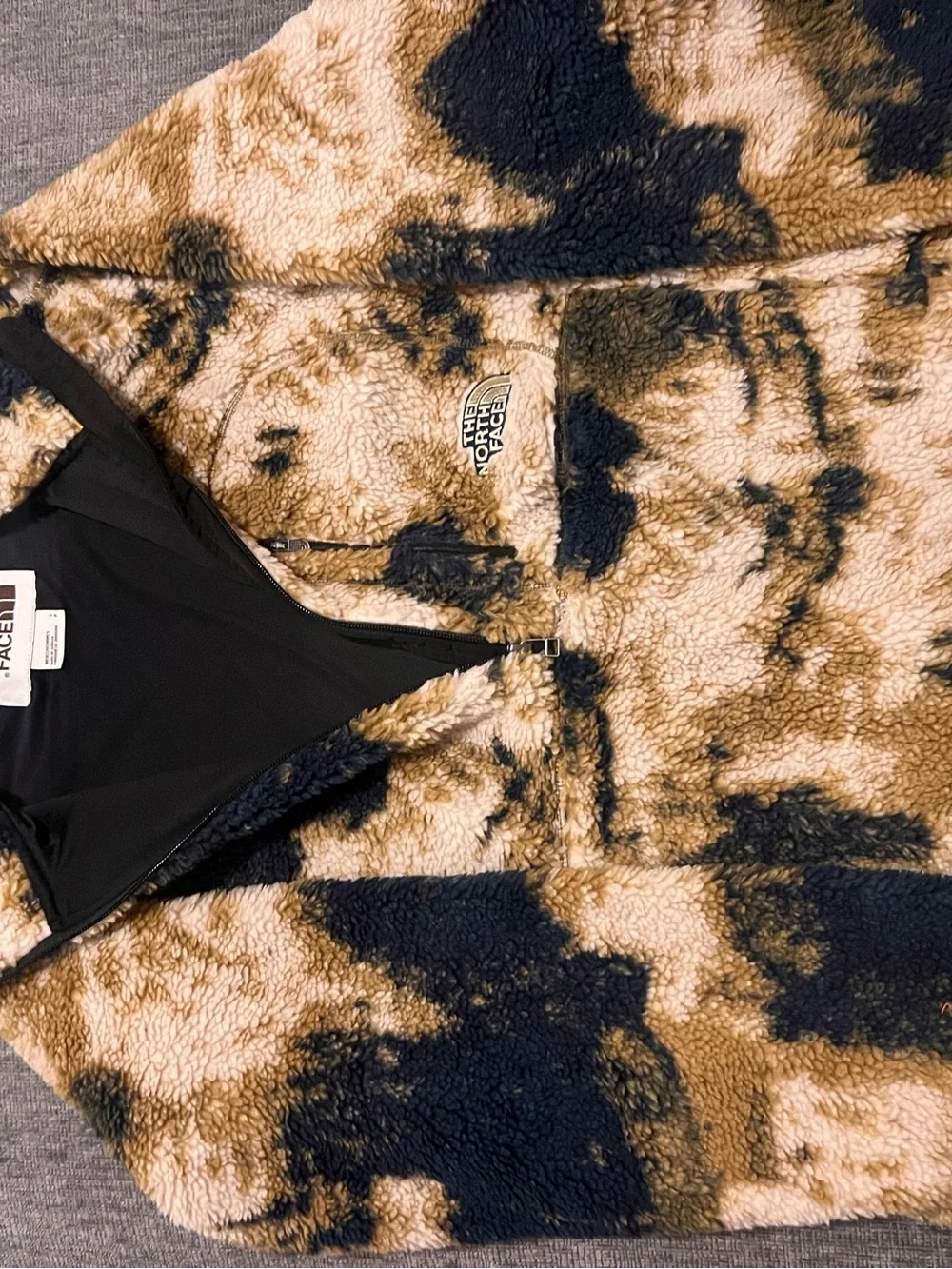 The North Face Fleece Jacket with Tan & Black Logo Patch